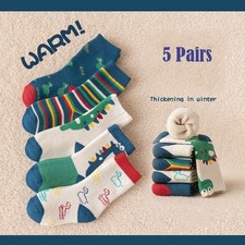 5 Pairs Baby Toddler Thick Warm Cartoon Cotton Socks Kids Boys Girls Soft Socks