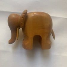 Solid Wood Carved Elephant Statue Pen Holder Cm8x6 Elefante PortaMatite In Legno