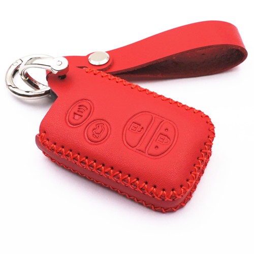 4 Buttons Red Leather Key Cover Fob Case For Toyota Avalon Camry Highlander