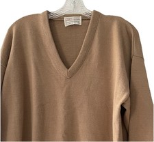 Vintage! Lord Jeff  Mens Size Large Wool Blend Brown V-neck Sweater Made in USA