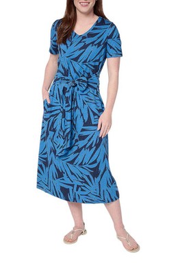 knee length dresses for ladies Rubienn Short Sleeve Button Up with Tie Waist Midi Dress Navy / M