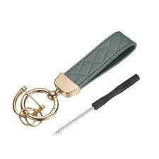 1Set Car Key Chain Ring Clip 4.9" Keychain Key Fob with D Ring, Dark Blue Gold