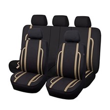 car seat Covers Set Front Rear Breathable Sport Fashion Full set Black Beige