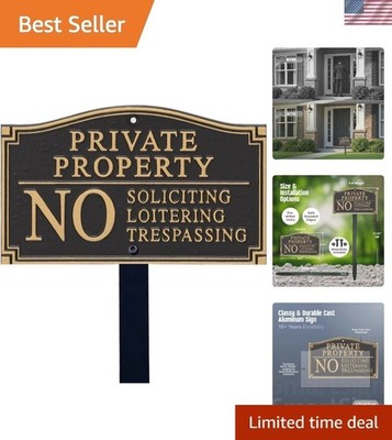Sturdy Private Property Yard Plaque - 5.75'' x 9.5'' Easy Mounting with Lawn Stake