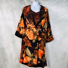 【Genny】Gown Ensemble 100% Silk Tiger and Flower Print , Size 8