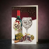 50. Geburtstag Geburtstagskarte GrußKarte Birthday Wein GlüCkwunschkarte
