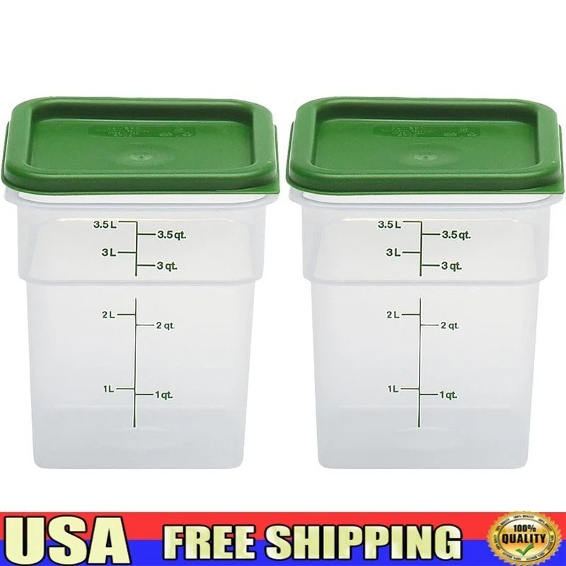 BPA Free Food Storage Container 4QT Snap On Lid Square Translucent 2 Pack New