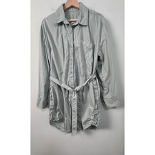Zara SRPLS Surplus Belted Shirt Mini Dress Sage Green Cotton Utility Size Medium