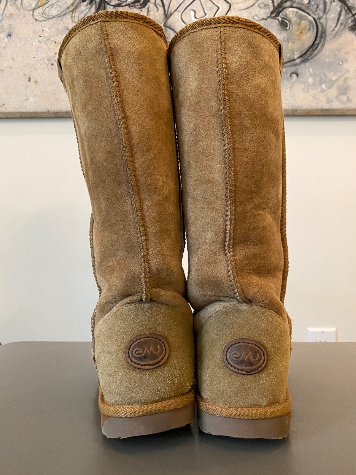 EMU Australia Shearling Lined Mid Calf Boots Size 7  Brown Sheepskin Suede Boots