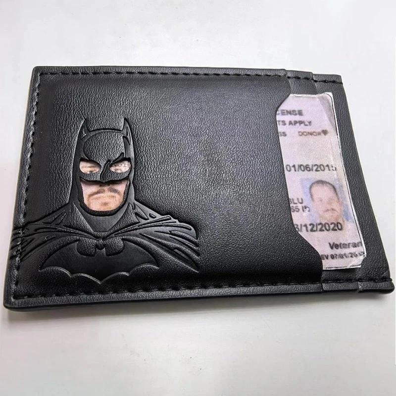 Batman Style PU Leather Wallet with ID Window Card Holder Superhero Mask Design