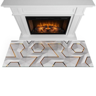 Glasbodenplatte für Kamin feuerfest und robust Räumliches 3D-Muster 125 x 50 cm