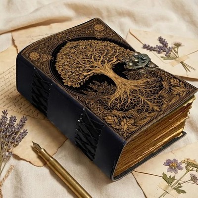 Handmade Leather Journal Tree of Life Vintage Lock Diary Antique Paper Book