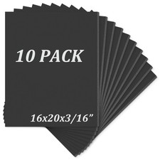 Mat Board Center, Pack of 10 Acid-Free Foam Boards, 16x20 inch Black Foam Boards