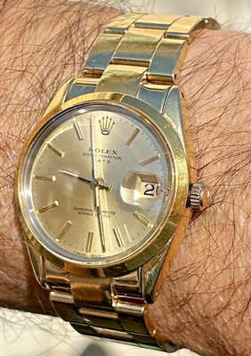ROLEX  15505 gold 18K caped  quickset 34mm date SERVICED    