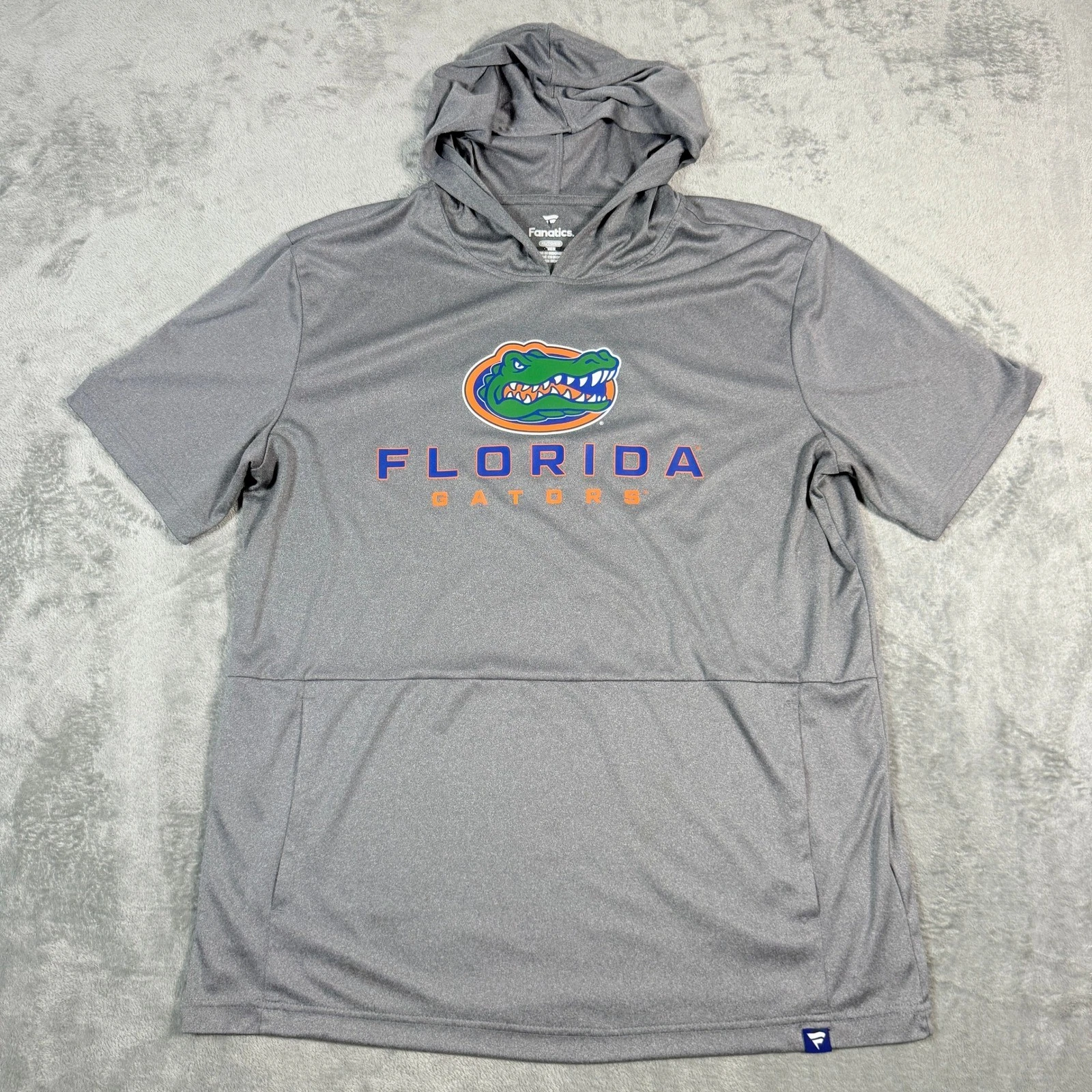 Fanatics Mens XL Florida Gators Short Sleeve Hoodie Gray Performance Athletic