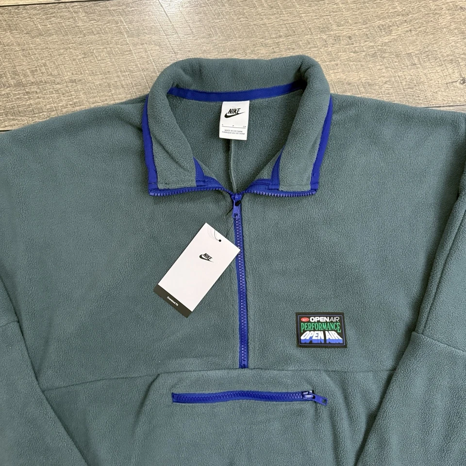 NWT Nike Club 1/2 Zip Fleece Oversize Pullover Open Air Performance Green Mens S - Image 2 of 4