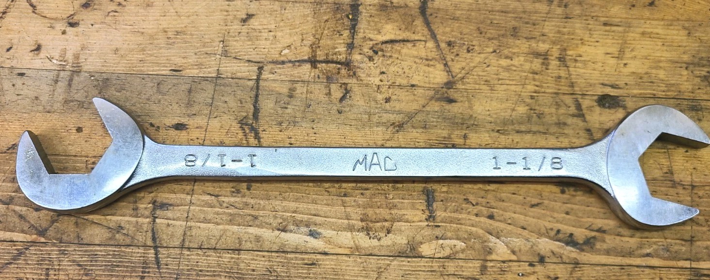 Mac Tools 4 Way Angle Head Open End Wrench 1 1/8" DA36 Four Chrome Engraved