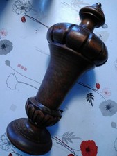 rare très grosse Boule d'escalier en bois laiton rampe escalier dia 13.6 cm