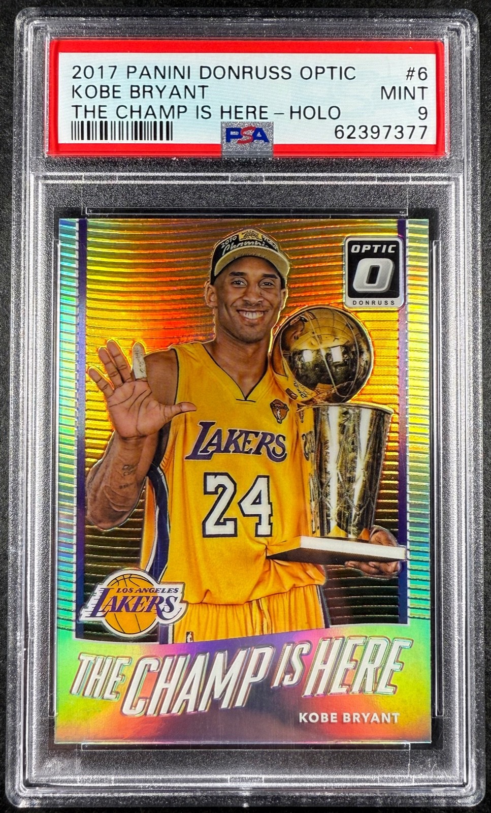 2017 Panini Donruss Optic Kobe Bryant The Champ Is Here Holo Prizm PSA 9