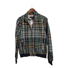 Piombo Mens Jacket Size L Green Plaid Full Zip Bomber Preppy Coat