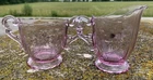 Vint. Cambridge Heatherbloom Neodymium Cream & Sugar Purple Color Changing Glass