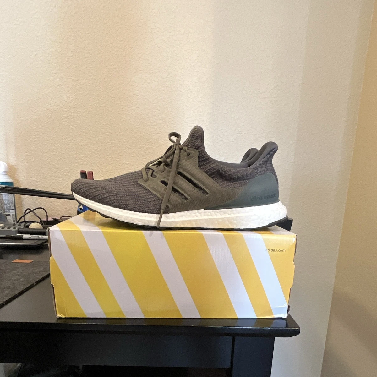 Adidas UltraBoost 4.0 Shoes Mens Size 12 Olive Green Running Sneakers DB2833 Adidas UltraBOOST in legend ivy/raw khaki. available online  main image 2