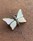 Vintage Estate Mother of Pearl Butterfly Brooch Pin - Antique Costume Jewelry