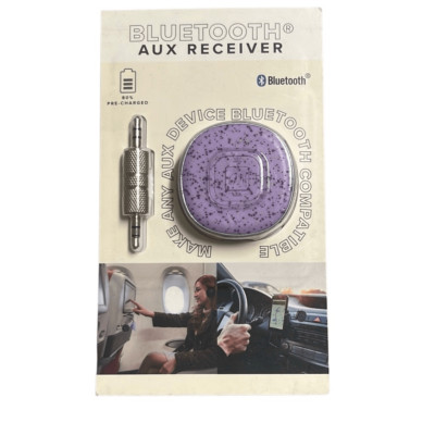 Vivitar Bluetooth AUX Receiver 3.5mm Male to Male USB-C Charge Purple New