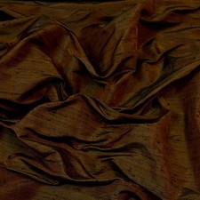 Iridescent Toffee Brown Dupioni 100 Silk Fabric, 54" Wide, By The Yard S-265