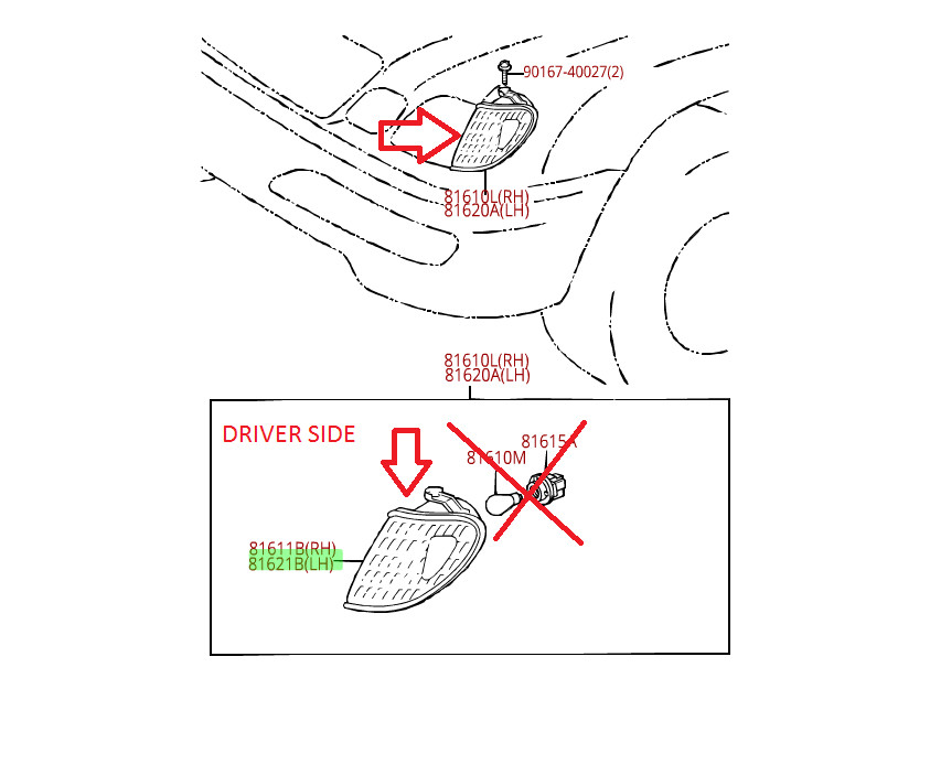 LEXUS OEM FACTORY DRIVERS SIDE CORNER TURN SIGNAL LAMP HOUSING 2003-2007 LX470