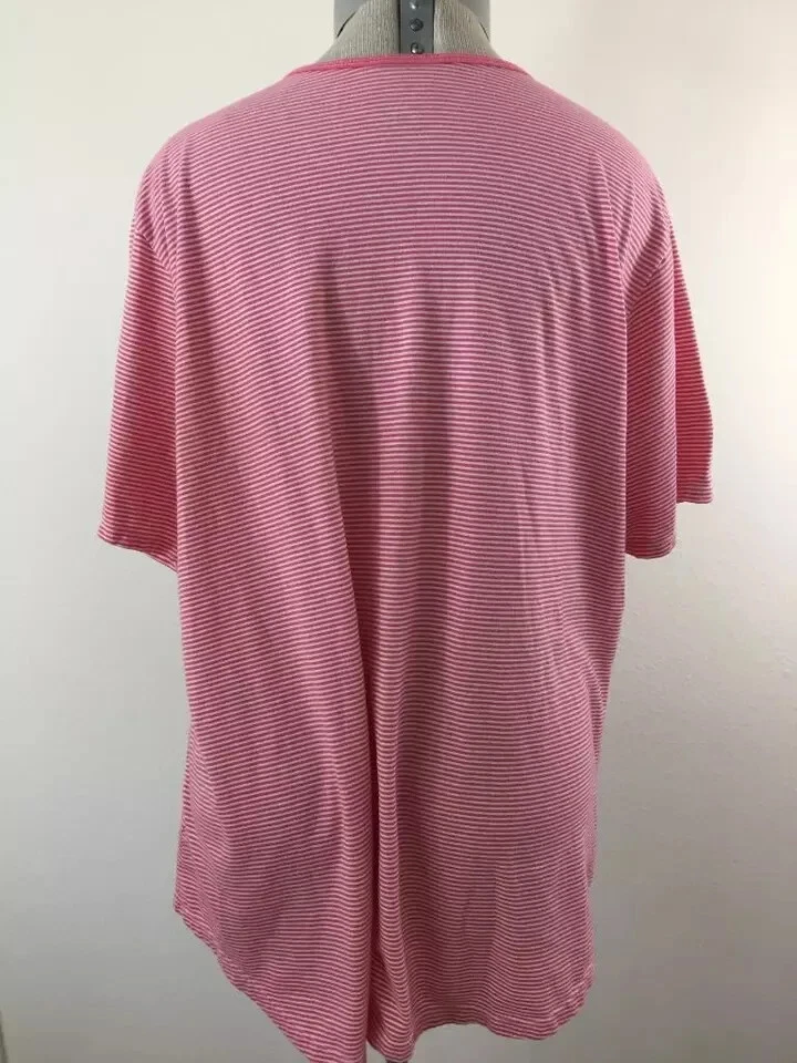 JMS knit top Size 3X 22 24W short sleeve pink white stripe cotton Hanes - Image 3 of 4