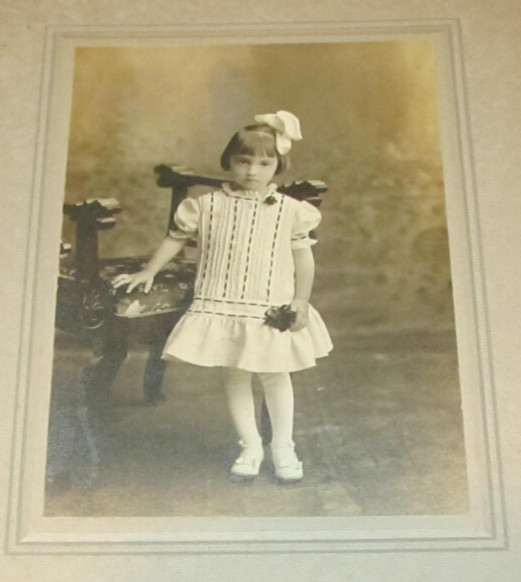 Antique Photo Toddler Girl in Communion Dress Christmas Holiday Gift 3 Years Old