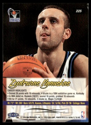 Zydrunas Ilgauskas Cleveland Cavaliers #225 1998-99 Fleer Ultra 