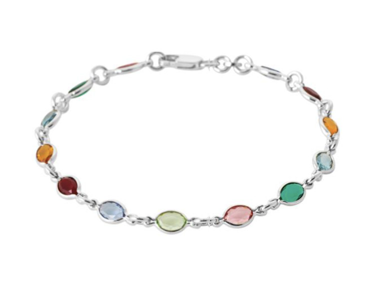 Bracelet multicolore en argent 925 rhodié et authentique cristal de Swarovski