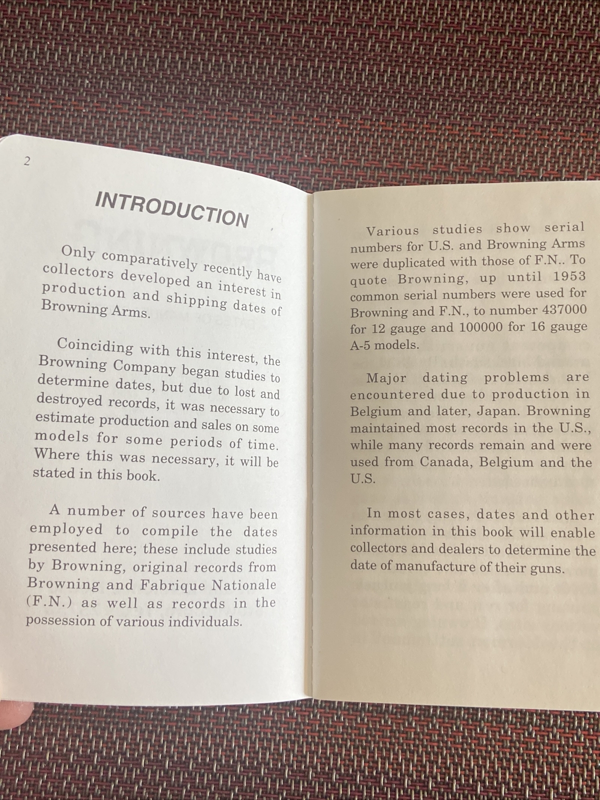 BROWNING Dates Of Manufacture 18241988. Madis 1st Edition New