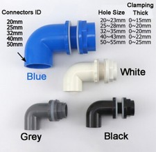 PVC 90° Elbow Bulkhead Fittings Fish Tank In...