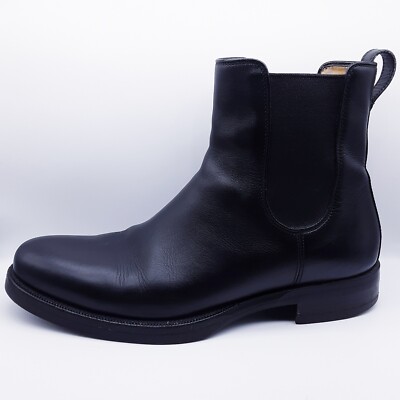 A Testoni modern black leather Chelsea Beatle ankle boots 4.5 men 6 women 