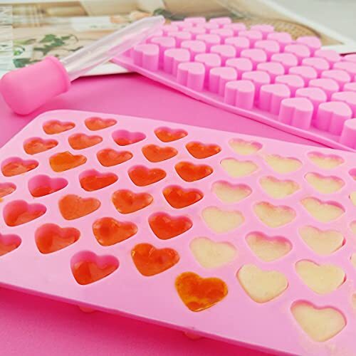 2 Pack Silicone Mini Heart Molds with 2 Droppers Ice Cube Heart Molds Gummy - Picture 3 of 8