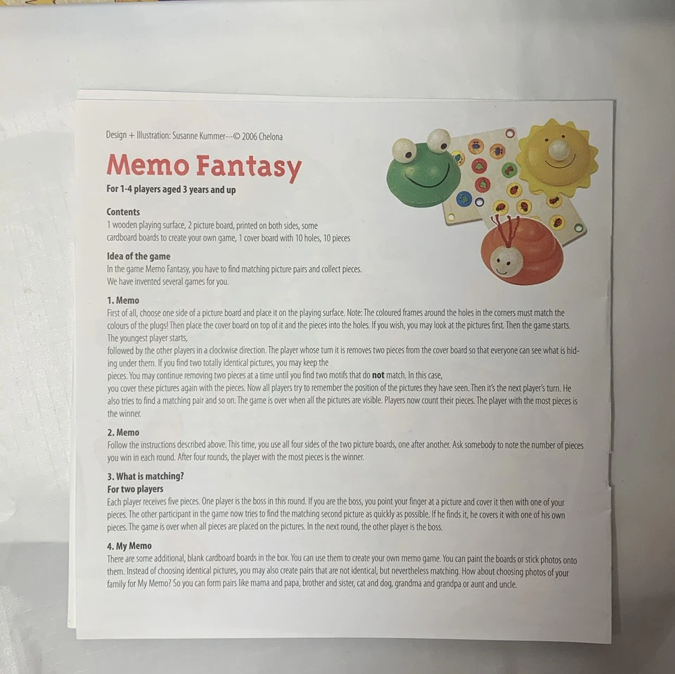 Children’s Memory Game Chelona Memo Fantasy Universe Edition Wood Rare! - Image 2 of 4