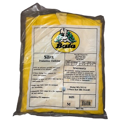 Bata Sitex Protective Clothing Yellow 3 Piece Suit  Suspenders No 76522 Medium
