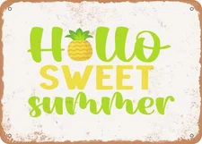 METAL SIGN - Hello Sweet Summer - 2 - Vintage Look Sign