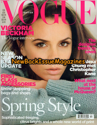 UK Vogue 2/11,Victoria Beckham,Alexa Chung,Christopher Kane,February 2011,NEW