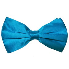 New in box men's silk pre-tied bow tie turquoise blue wedding formal prom party