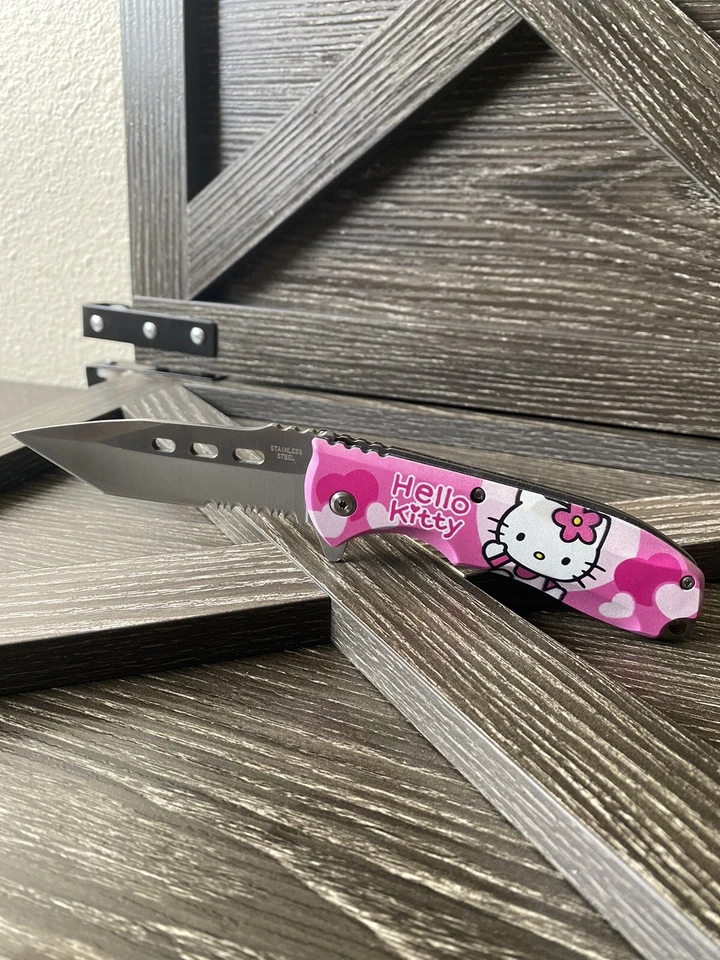 NAVAJA DE BOLSILLO PLEGABLE ASISTIDA POR RESORTE Hello Kitty ROSA Hello Kitty 8" Blade Assist Open Foto 3 de 3