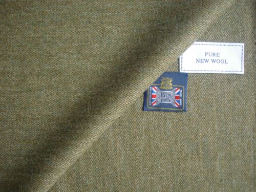 100% Pure Neuf Laine Pays Classique Tweed En “Olivine Mélange " Chemisage Tissu - Photo 1/10