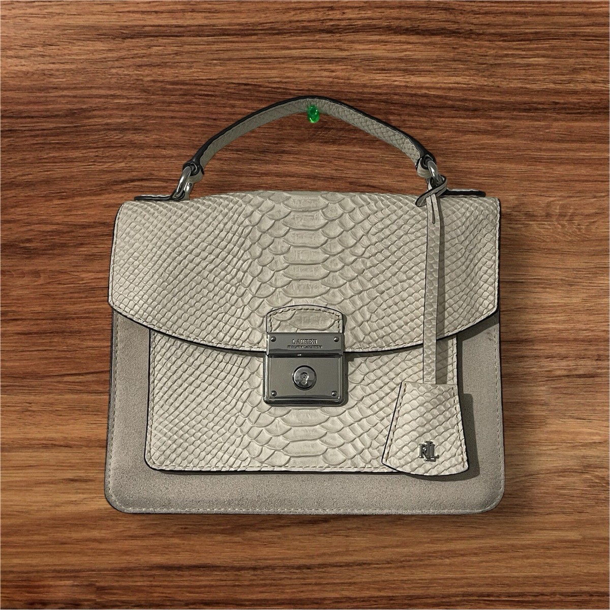 Ralph Lauren Heritage lock Satchel purse Leather Flap Croc Beckett