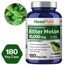 NusaPure Bitter Melon Extract 10,000 mg 180 Veg Caps (100% Vegetarian, Non-GMO)