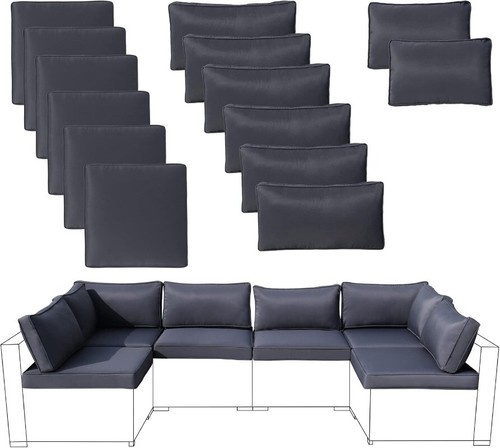 14pcs Outdoor Patio Furniture Cushion and Pillow Replacement Sectional Cushions - Picture 7 of 61
