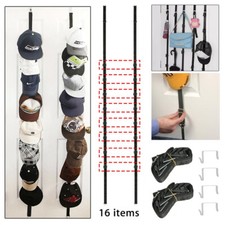 2 Baseball Cap Hat Rack Wall Door Hanger Holder Storage Organizer 16 Hooks US