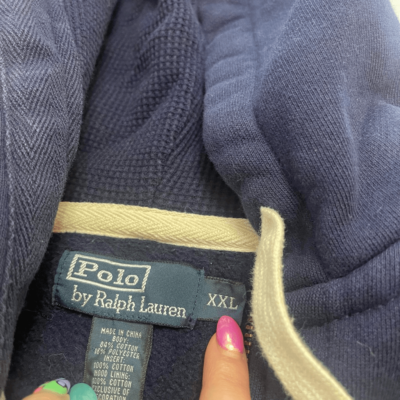Polo Ralph Lauren Navy Blue Vintage Y2K Zip Up Jacket Hoodie Size